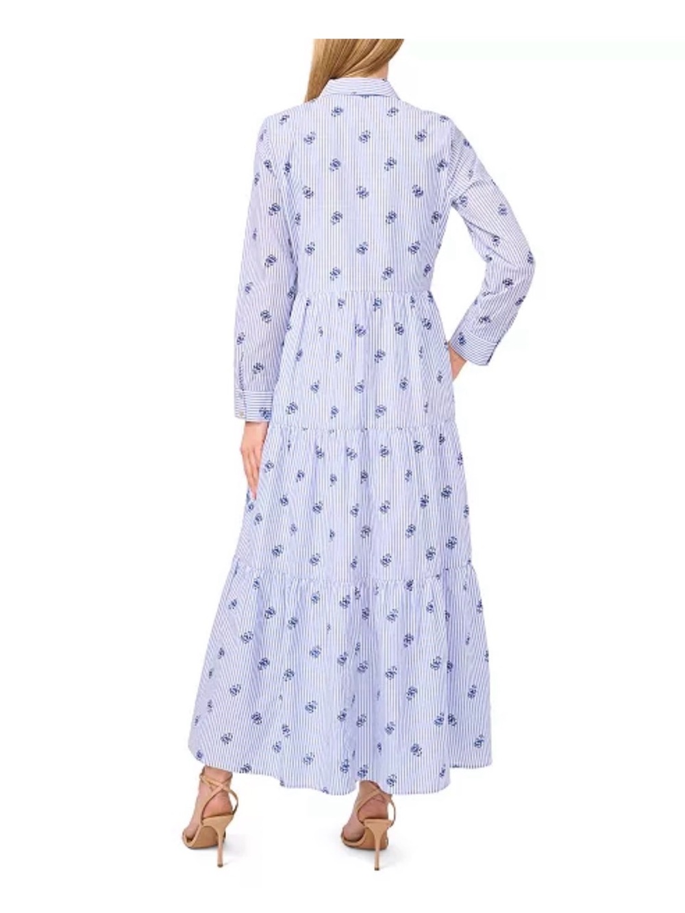 Cece Light Blue Floral Stripe Maxi Dress - Brand - Picture 3 of 4